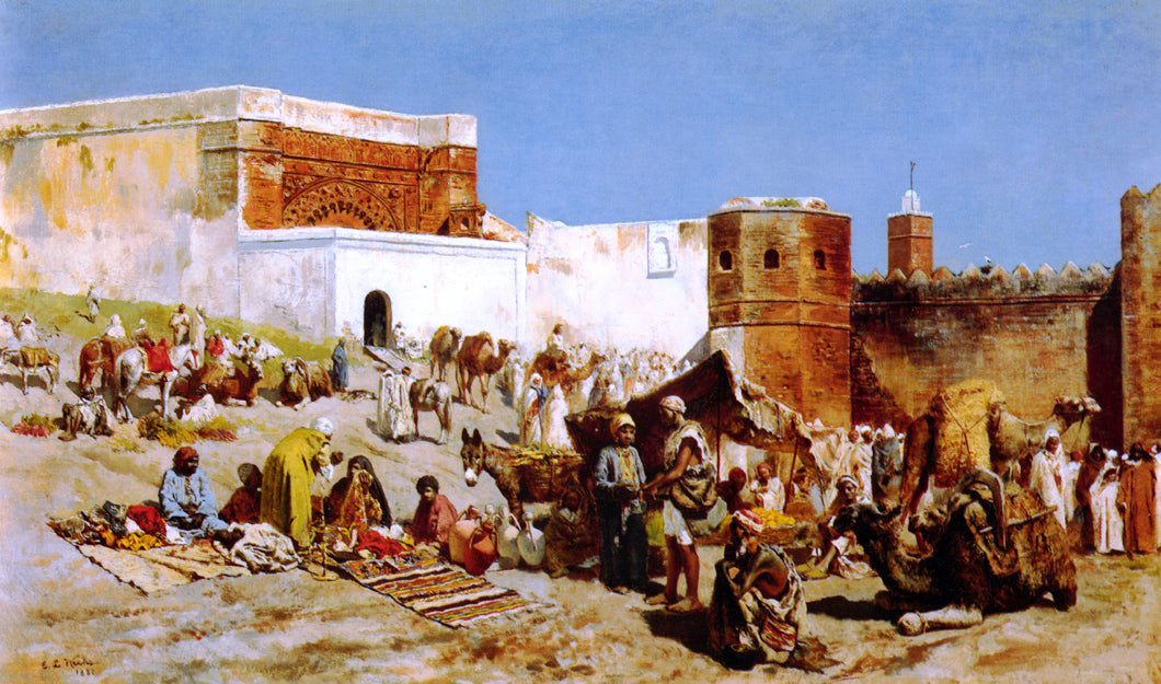 Edwin Lord Weeks Open Market, Morocco - Canvas Print
