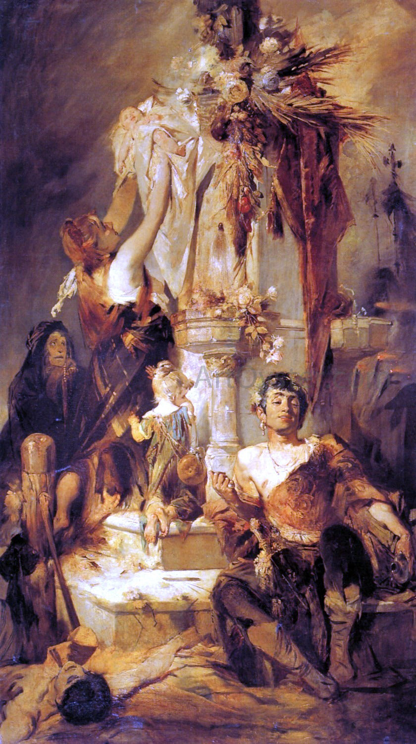 Hans Makart Opferszene - Canvas Print