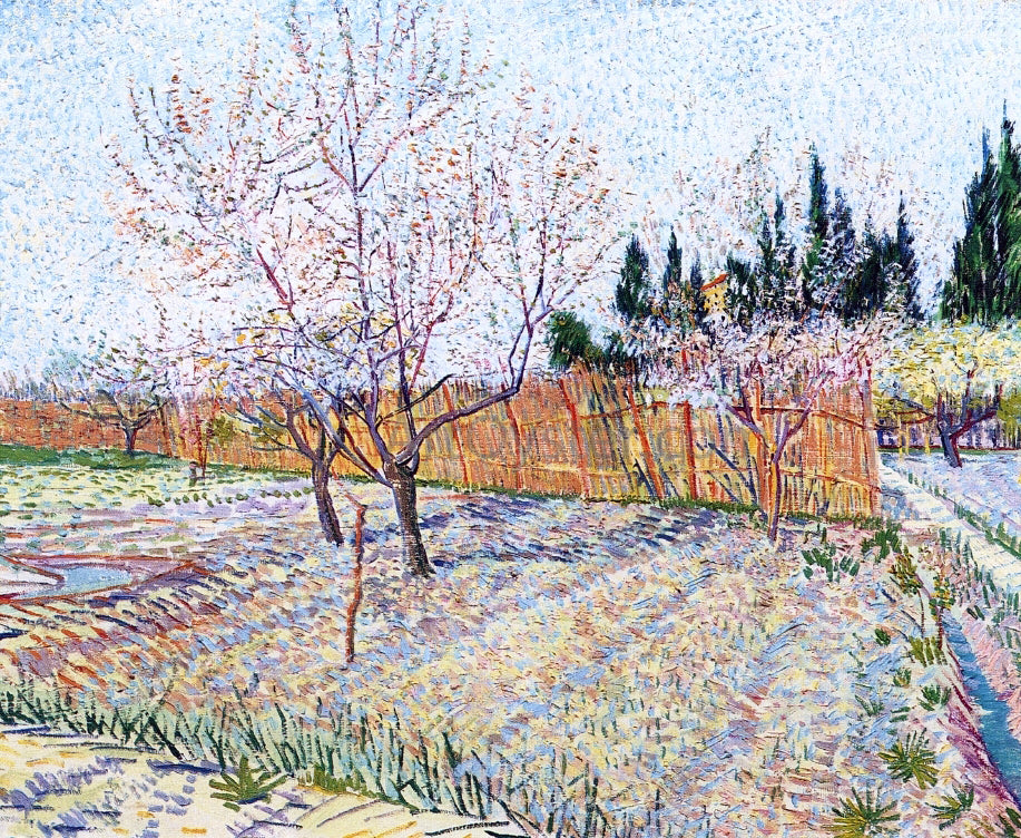 Vincent Van Gogh Orchard with Peach Trees in Blossom - Canvas Print