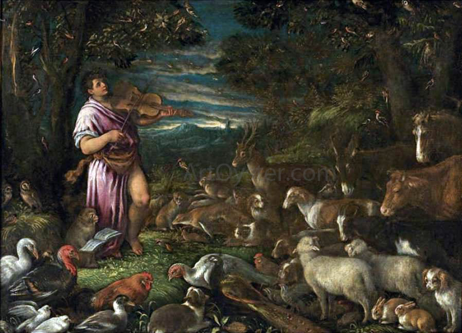 Francesco Bassano Orpheus Charming the Animals - Canvas Print