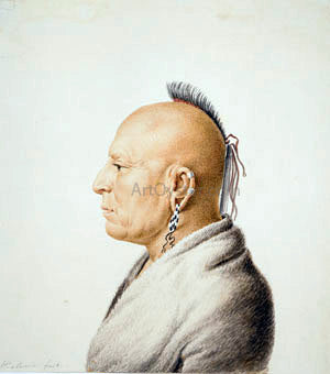 Charles Balthazar Julien Fevret de Saint-Memin Osage Warrior - Canvas Print