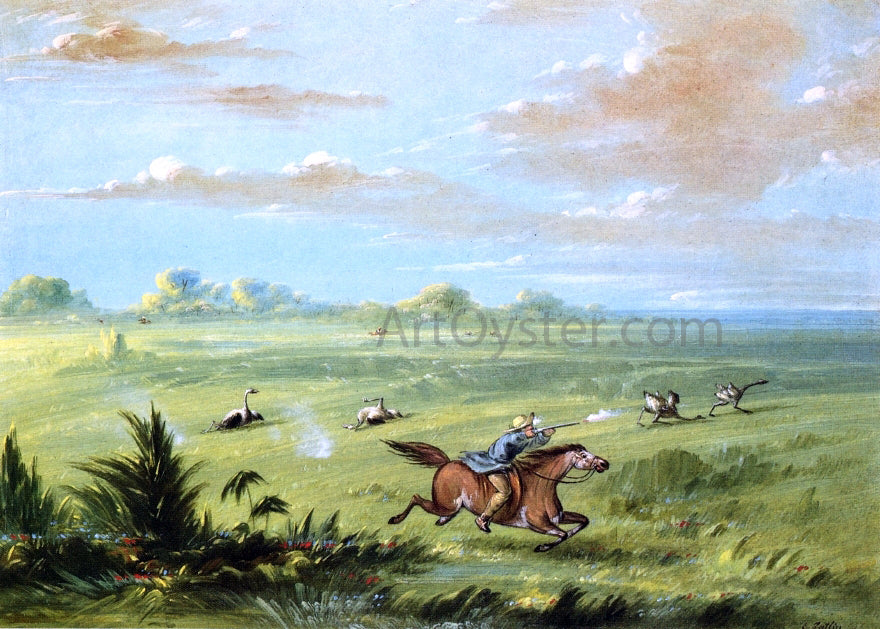 George Catlin Ostrich Chase, Buenos Aires - Canvas Print