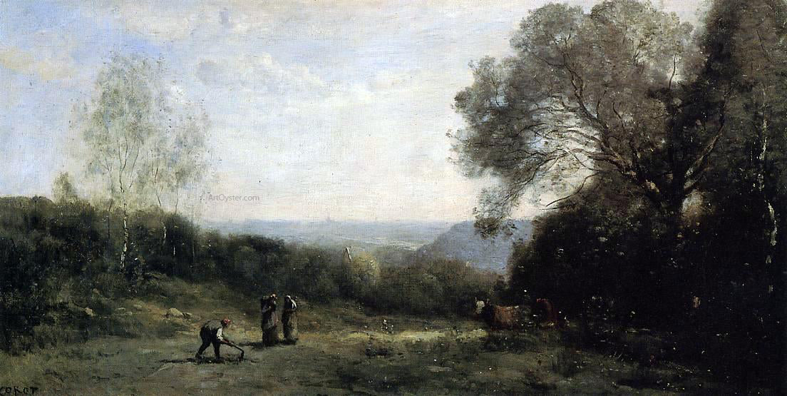 Jean-Baptiste-Camille Corot Outside Paris - The Heights above Ville d'Avray - Canvas Print