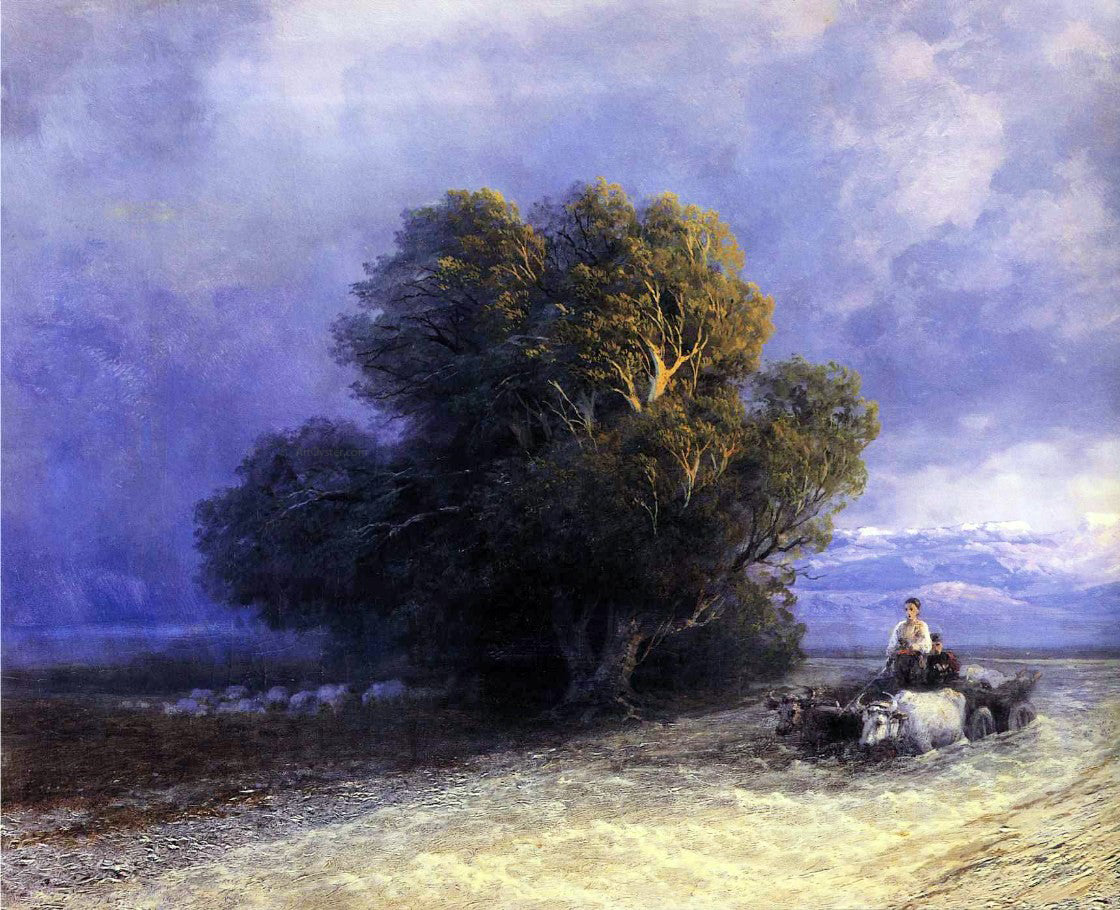 Ivan Constantinovich Aivazovsky Ox Cart Crossing a Flooded Plain (detail) - Canvas Print