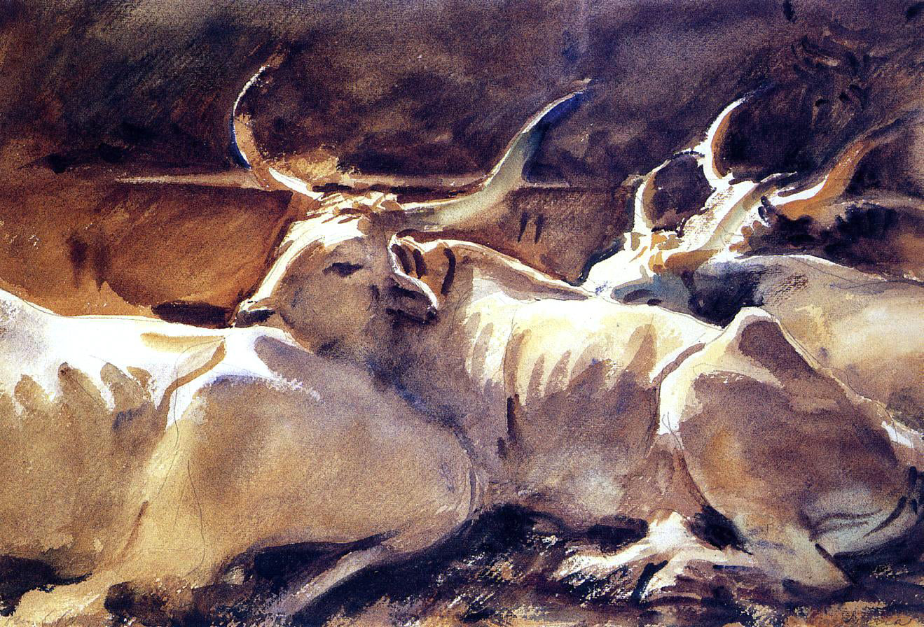 John Singer Sargent Oxen in Repose - Canvas Print