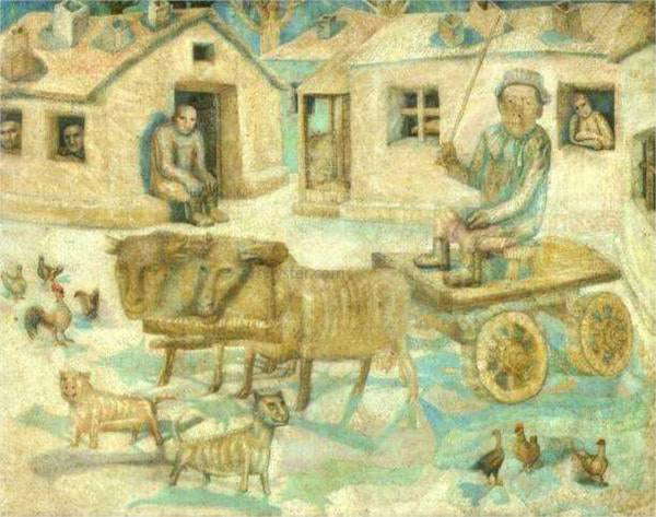 Pavel Filonov Oxen Scene from the Life of Savages - Canvas Print