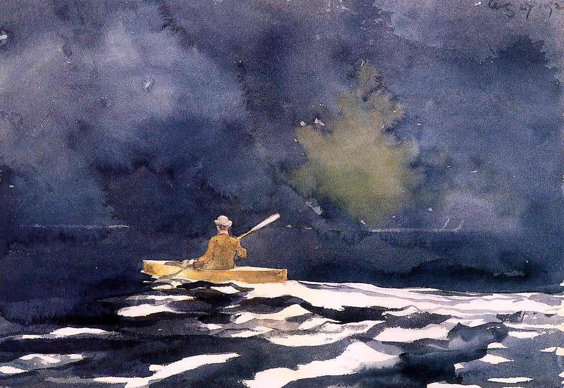 Winslow Homer Paddling at Dusk - Canvas Print