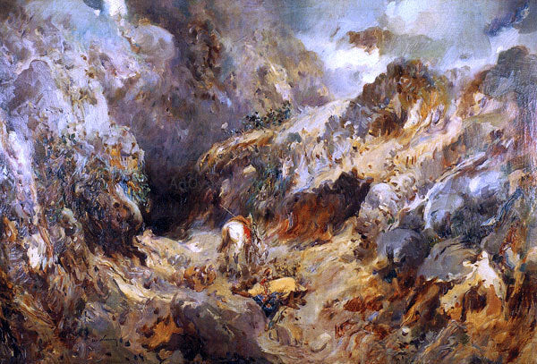 Jose Navarro Llorens Paisaje con Figuras - Canvas Print
