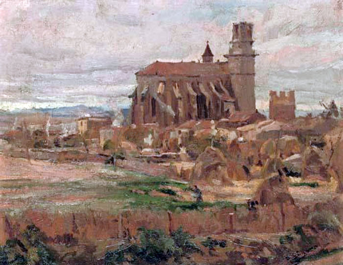 Francisco Gimeno Arasa Paisaje con Iglesia - Canvas Print