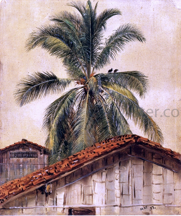 Frederic Edwin Church Palm Trees and Housetops, Ecuador - Canvas Print