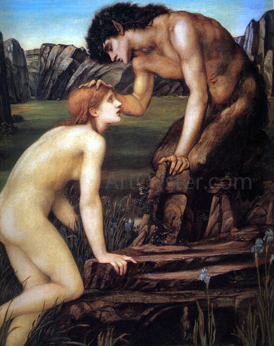 Sir Edward Burne-Jones Pan and Psyche - Canvas Print