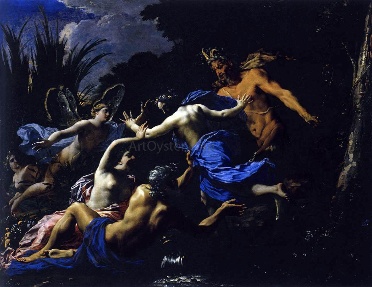 Michel Dorigny Pan and Syrinx - Canvas Print