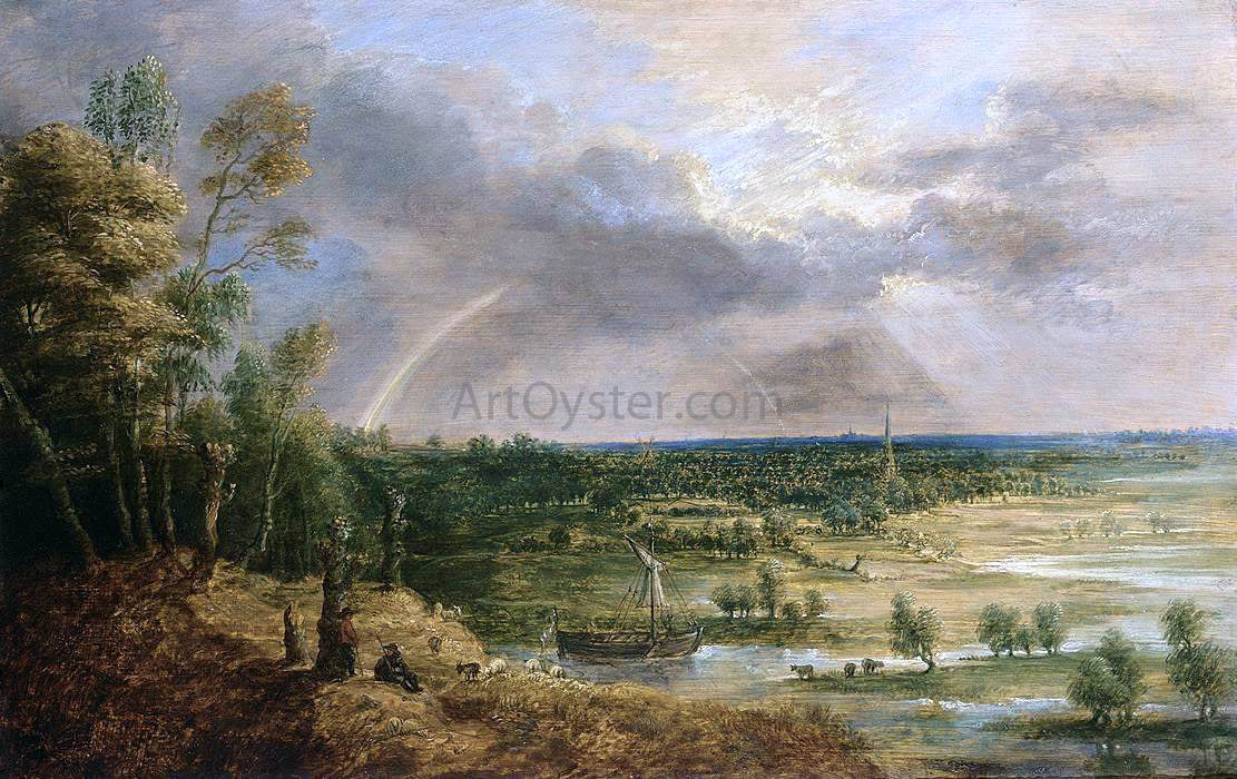 Lucas Van Uden Panoramic River Landscape - Canvas Print
