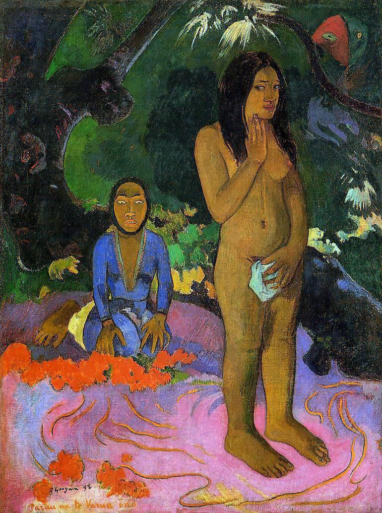 Paul Gauguin Parau na te varua ino (also known as Words of the Devil) - Canvas Print