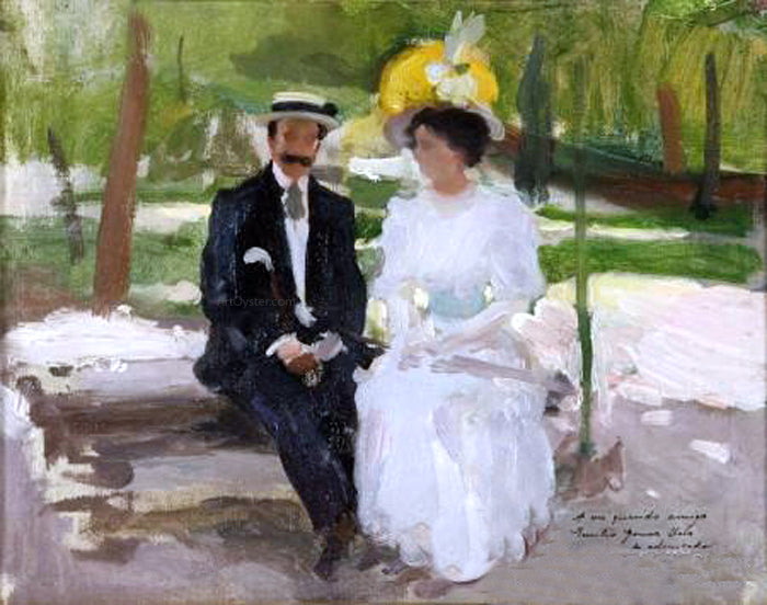 Cecilio Pla y Gallardo Pareja en el Parque - Canvas Print
