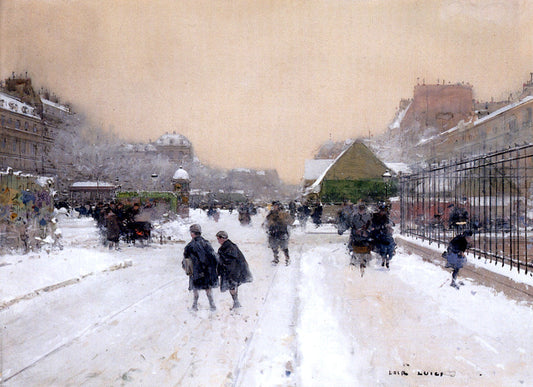Luigi Loir Paris with Snow - Canvas Print