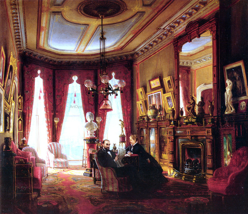 Edward Lamson Henry Parlor on Brooklyn Heights of Mr. and Mrs. John Ballard - Canvas Print