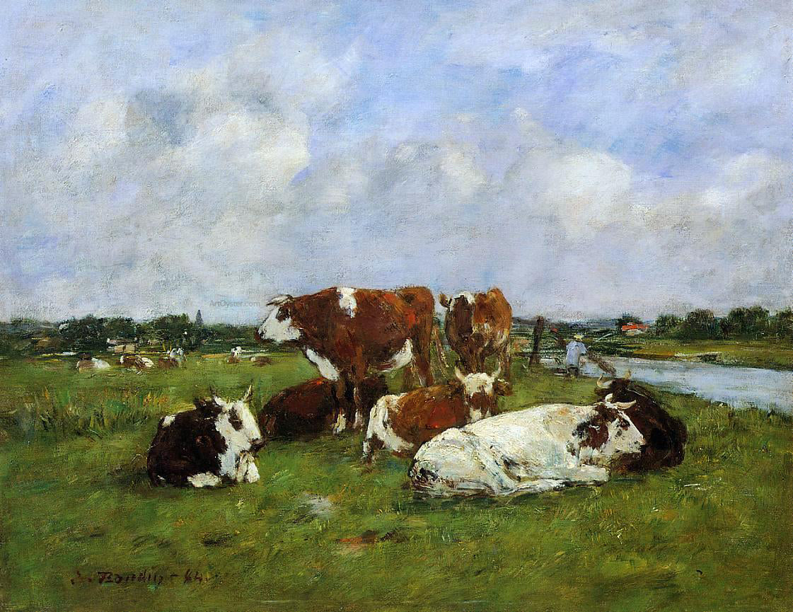 Eugene-Louis Boudin A Pasturage on the Banks of the Touques - Canvas Print