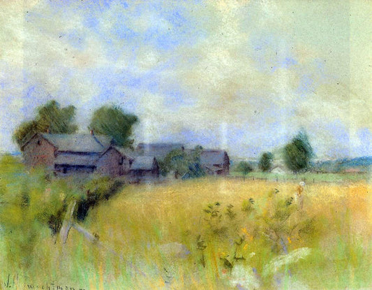 John Twachtman Pasture with Barns, Cos Cob - Canvas Print