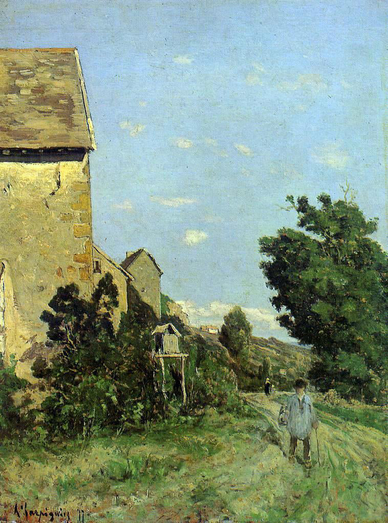 Henri Harpignies Path Through a Normandy Village - Canvas Print
