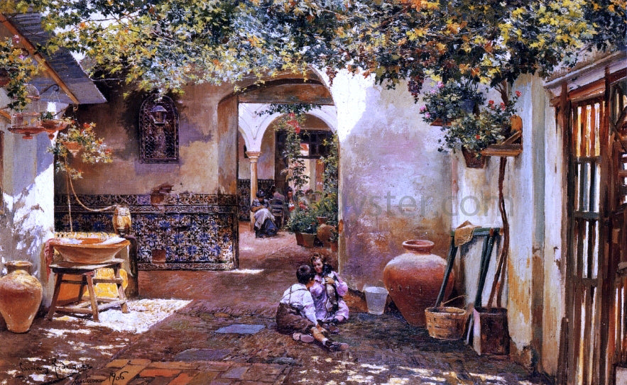 Manuel Garcia Y Rodriguez Patio with Children - Canvas Print