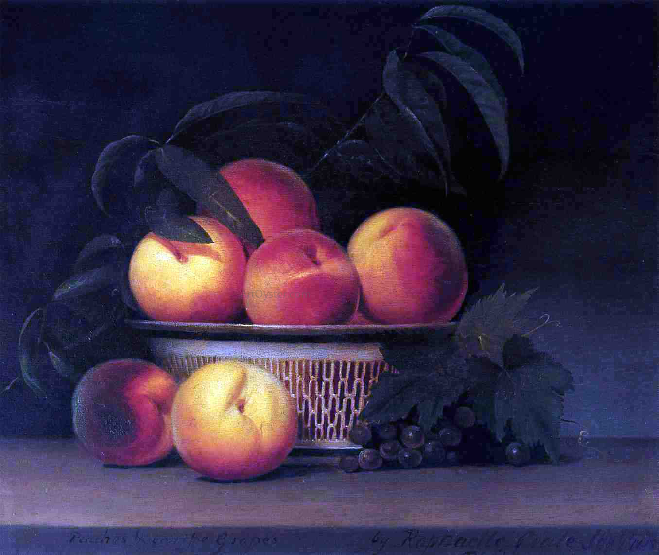 Raphaelle Peale Peaches and Unripe Grapes - Canvas Print
