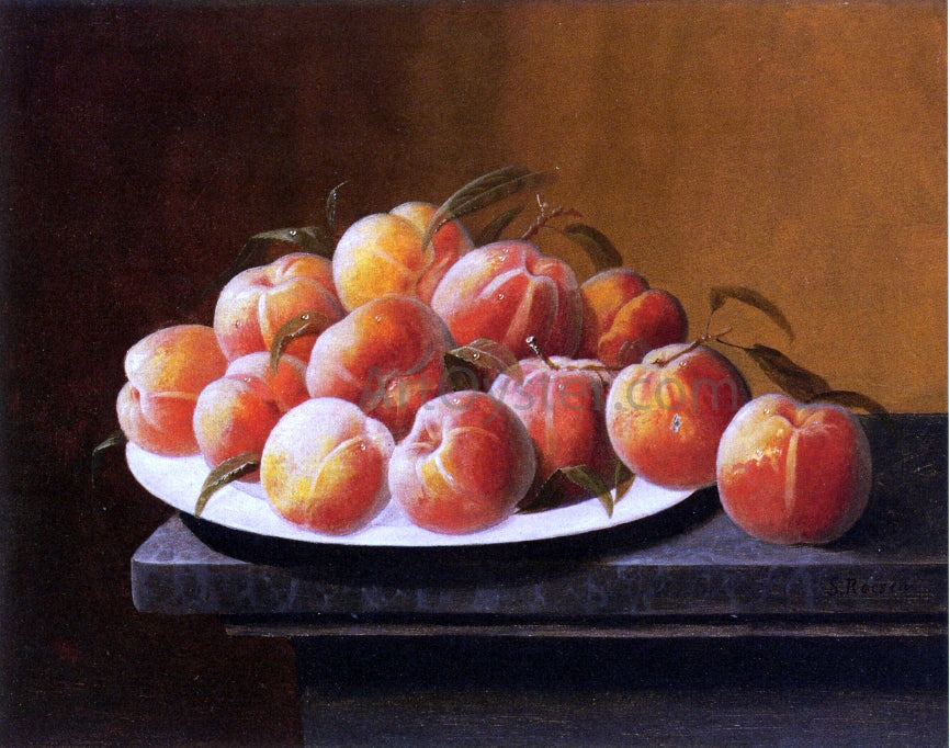 Severin Roesen Peaches with Dew in a Bowl - Canvas Print