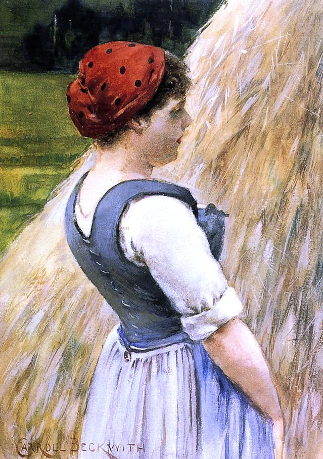 James Carroll Beckwith A Peasant Against Hay - Canvas Print