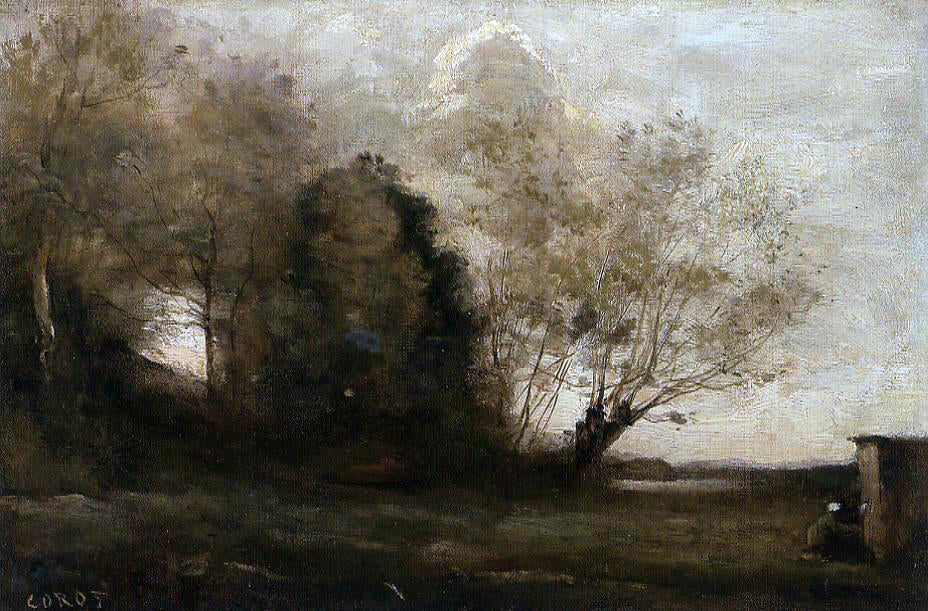 Jean-Baptiste-Camille Corot Peasant Girl near a Cabin - Canvas Print