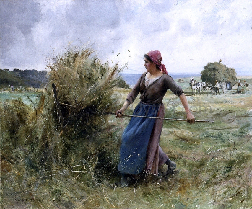 Julien Dupre Peasant with Hay - Canvas Print