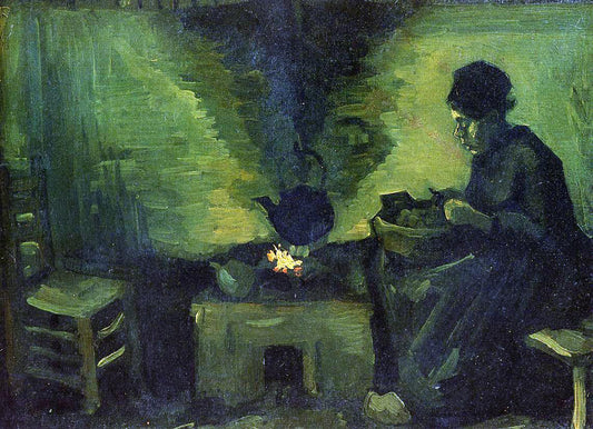 Vincent Van Gogh Peasant Woman by the Fireplace - Canvas Print