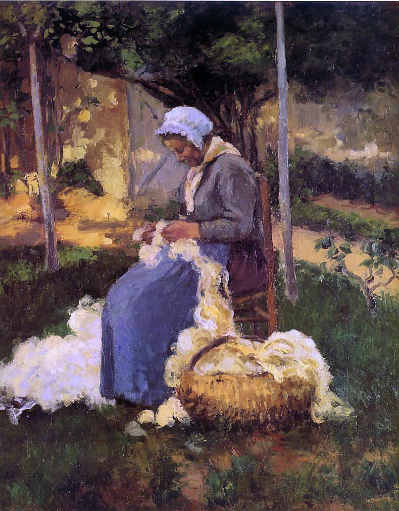 Camille Pissarro Peasant Woman Carding Wool - Canvas Print