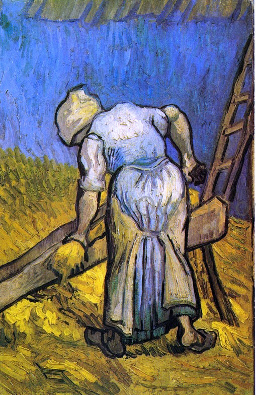 Vincent Van Gogh Peasant Woman Cutting Straw (after Millet) - Canvas Print