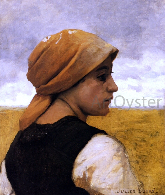 Julien Dupre Peasant Woman in Profile - Canvas Print