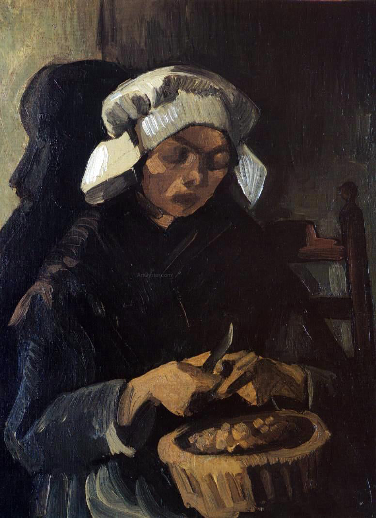 Vincent Van Gogh Peasant Woman Peeling Potatoes - Canvas Print