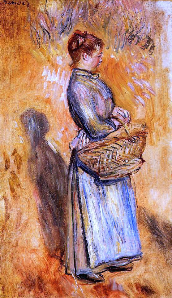 Pierre Auguste Renoir Peasant Woman Standing in a Landscape - Canvas Print