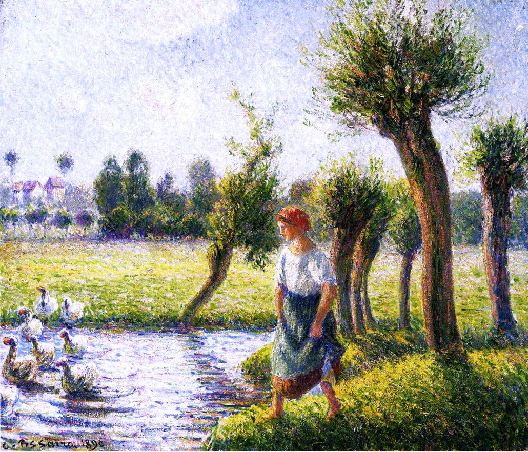 Camille Pissarro Peasant Woman Watching the Geese - Canvas Print