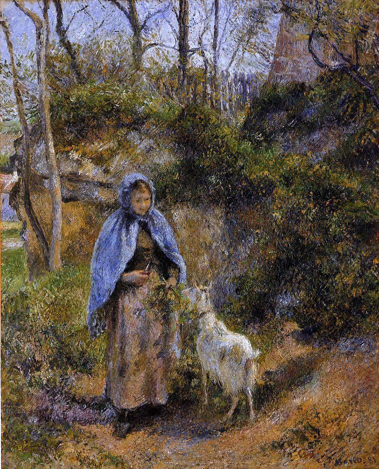 Camille Pissarro Peasant Woman with a Goat - Canvas Print