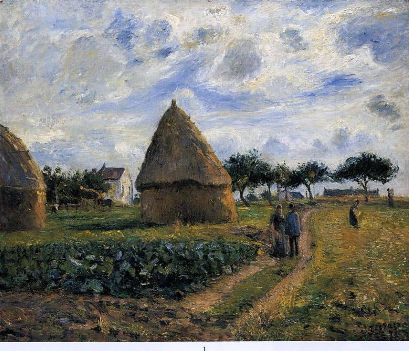Camille Pissarro Peasants and Hay Stacks - Canvas Print