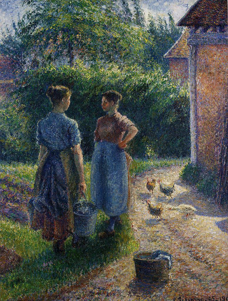 Camille Pissarro Peasants Chatting in the Farmyard, Eragny - Canvas Print