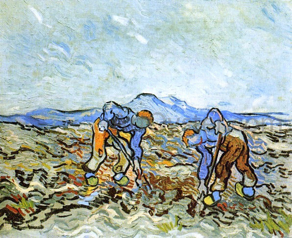 Vincent Van Gogh Peasants Digging up Potatoes - Canvas Print