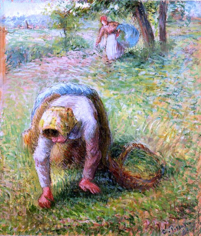 Camille Pissarro Peasants Gathering Grass - Canvas Print