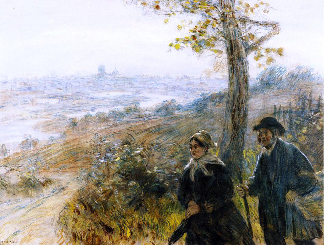 Jean-Francois Raffaelli Peasants Going to Town - Canvas Print