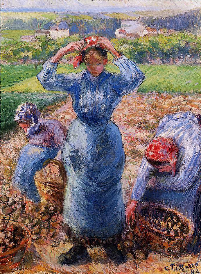 Camille Pissarro Peasants Harvesting Potatoes - Canvas Print