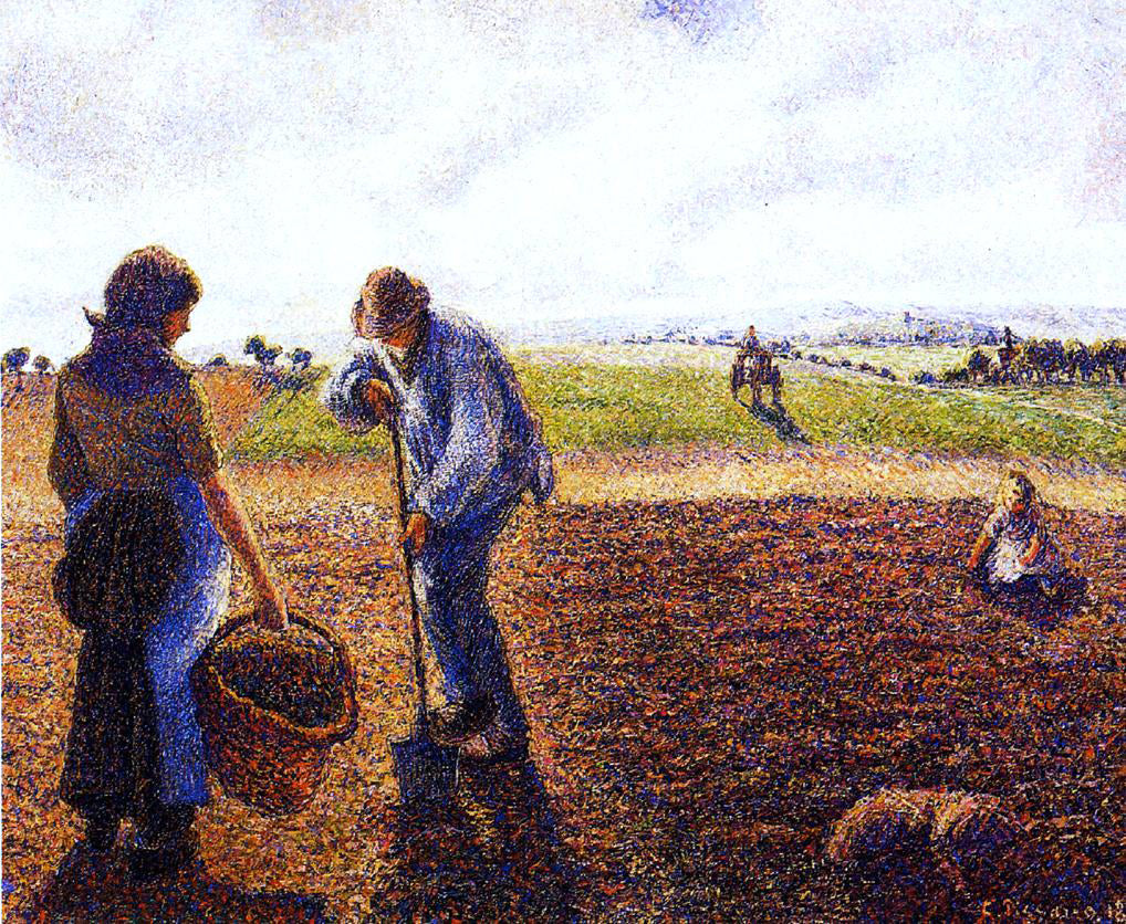 Camille Pissarro Peasants in the Field, Eragny - Canvas Print