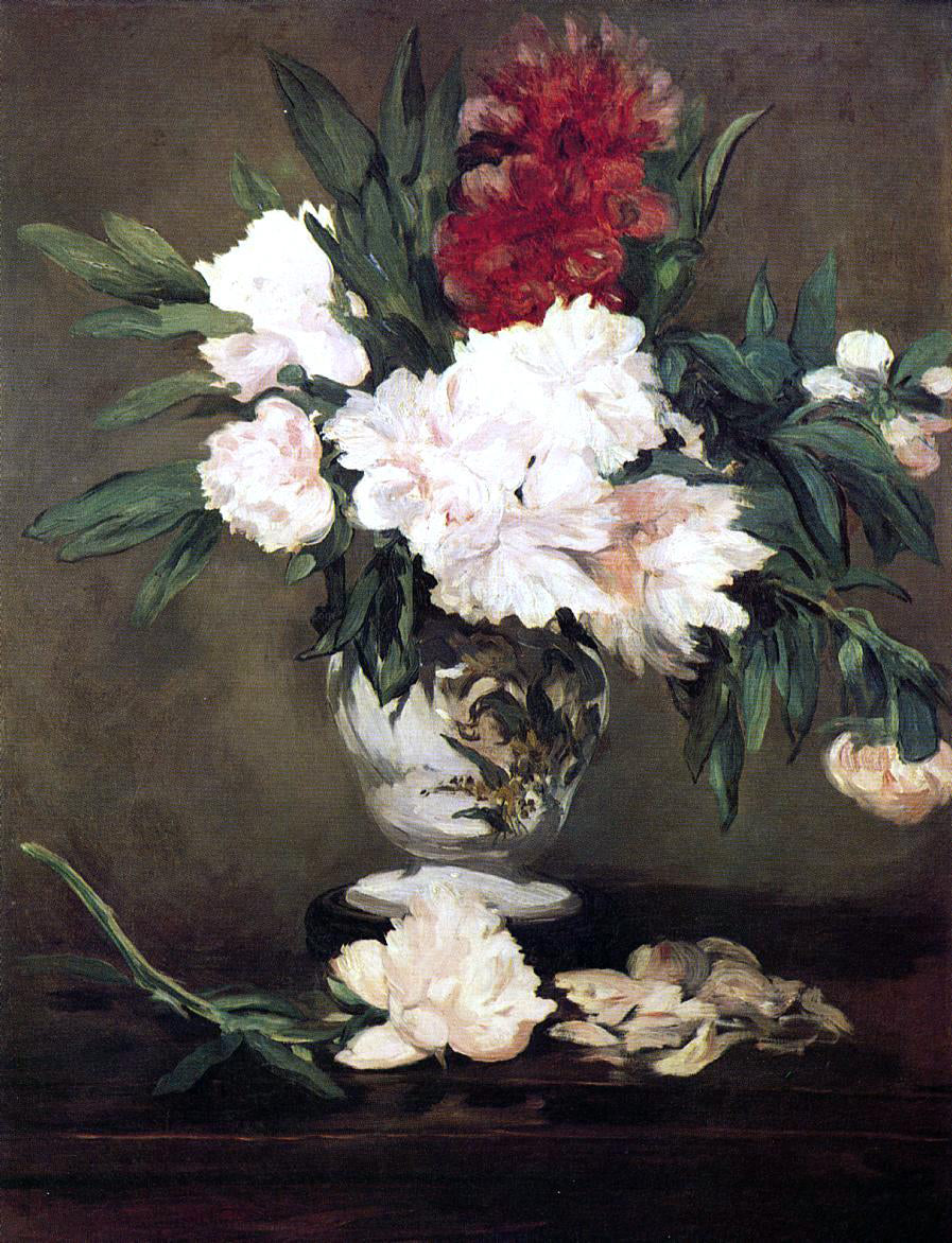 Edouard Manet Peonies in a Vase on a Stand - Canvas Print
