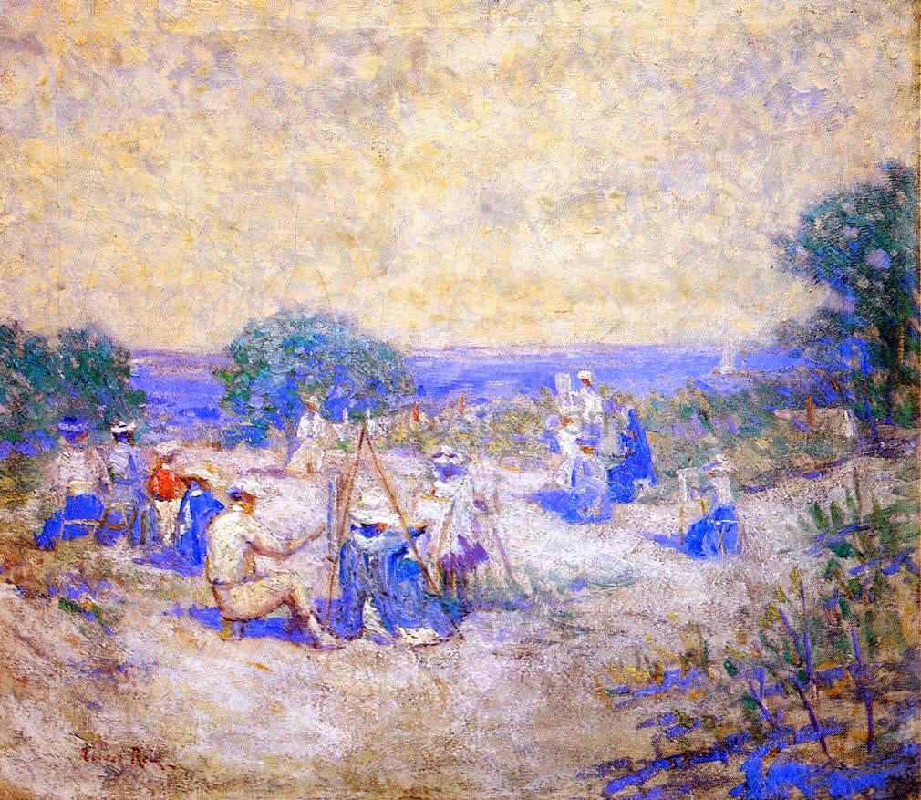 Robert Lewis Reid People Sketching by the Shore - Canvas Print