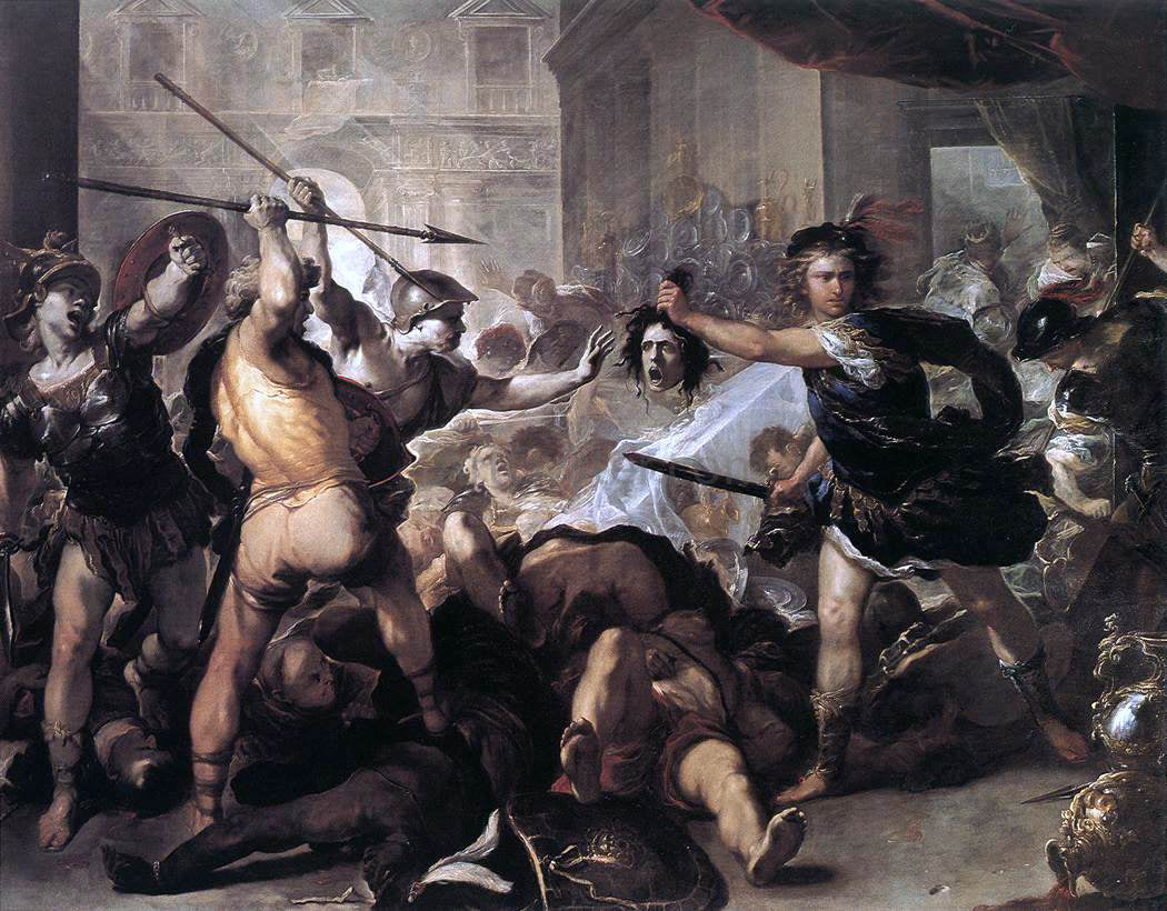 Luca Giordano Perseus Fighting Phineus and his Companions - Canvas Print