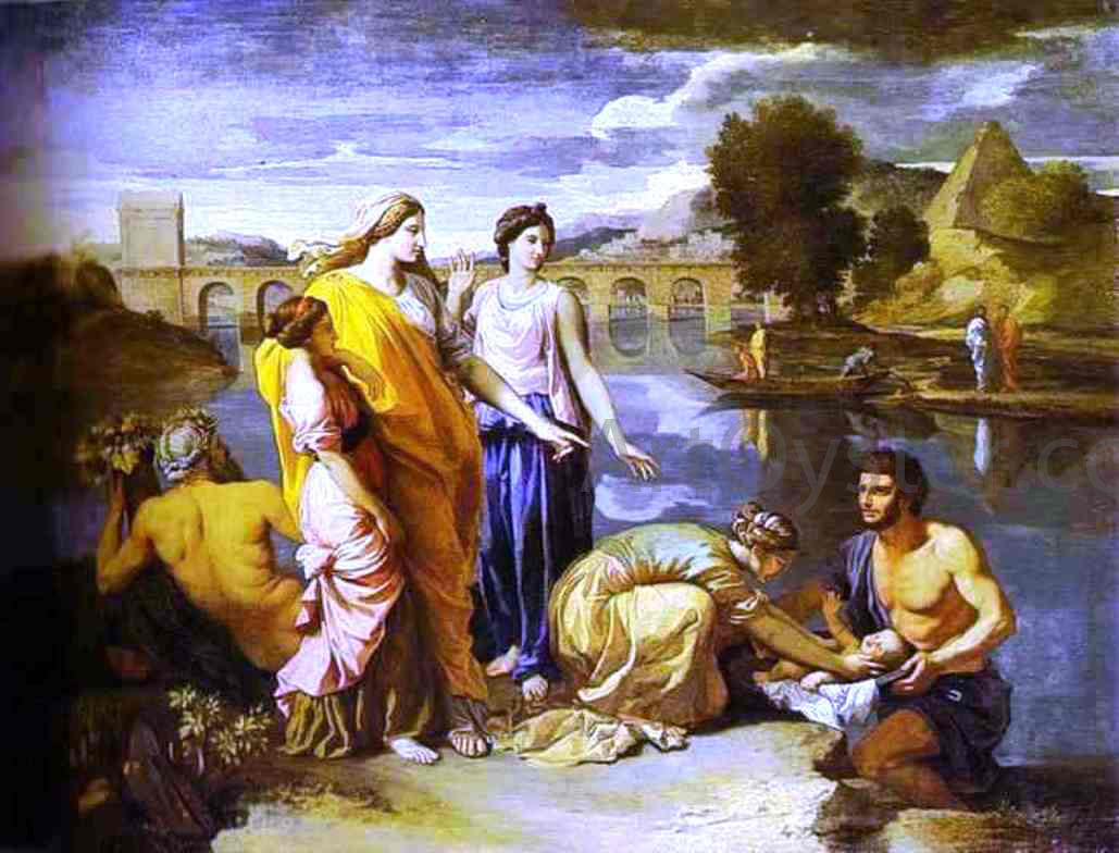Nicolas Poussin Pharaoh's Daughter Finds Baby Moses - Canvas Print