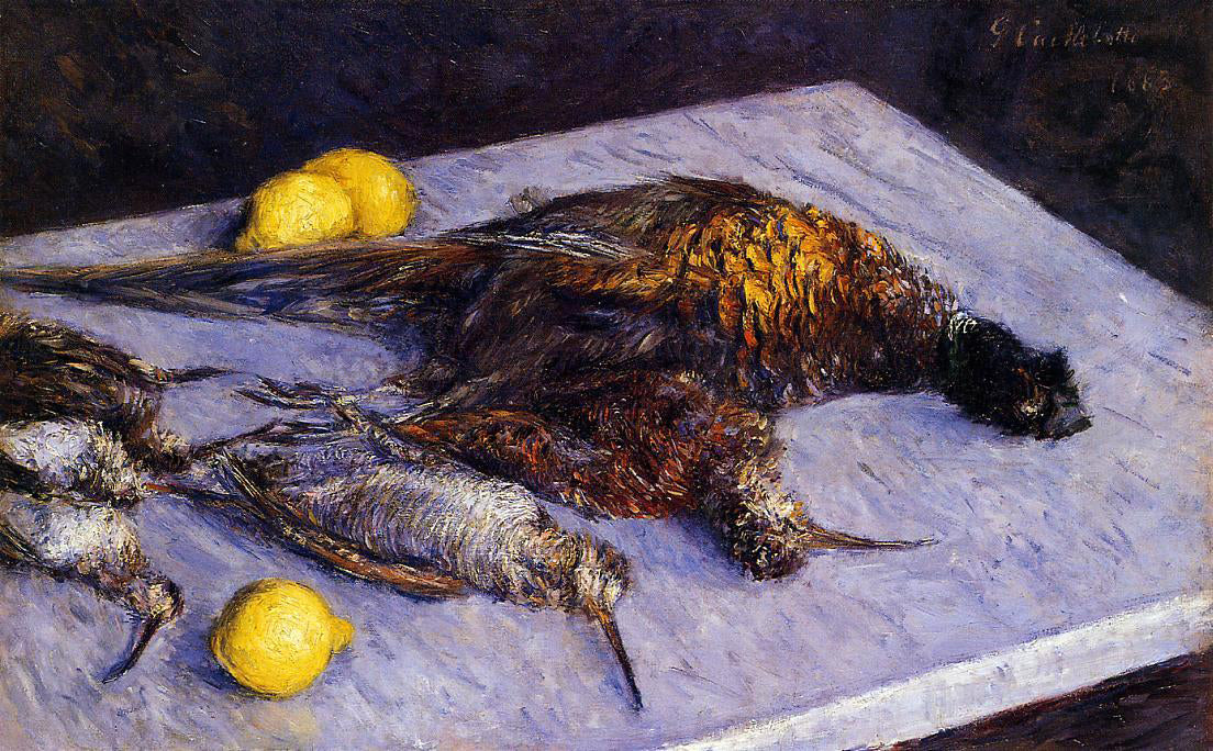 Gustave Caillebotte Pheasants and Woodcocks on a Marble Table - Canvas Print